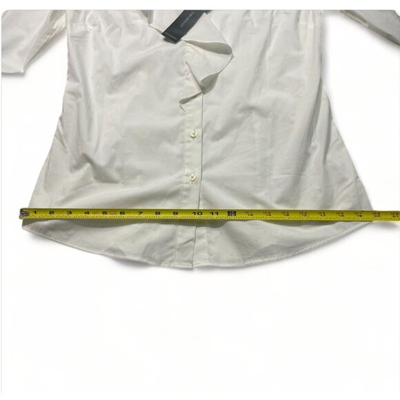 BANANA REPUBLIC White Tailored Fit Long Sleeve Button-Up Ruffle Blouse Size 8 - Picture 11 of 13